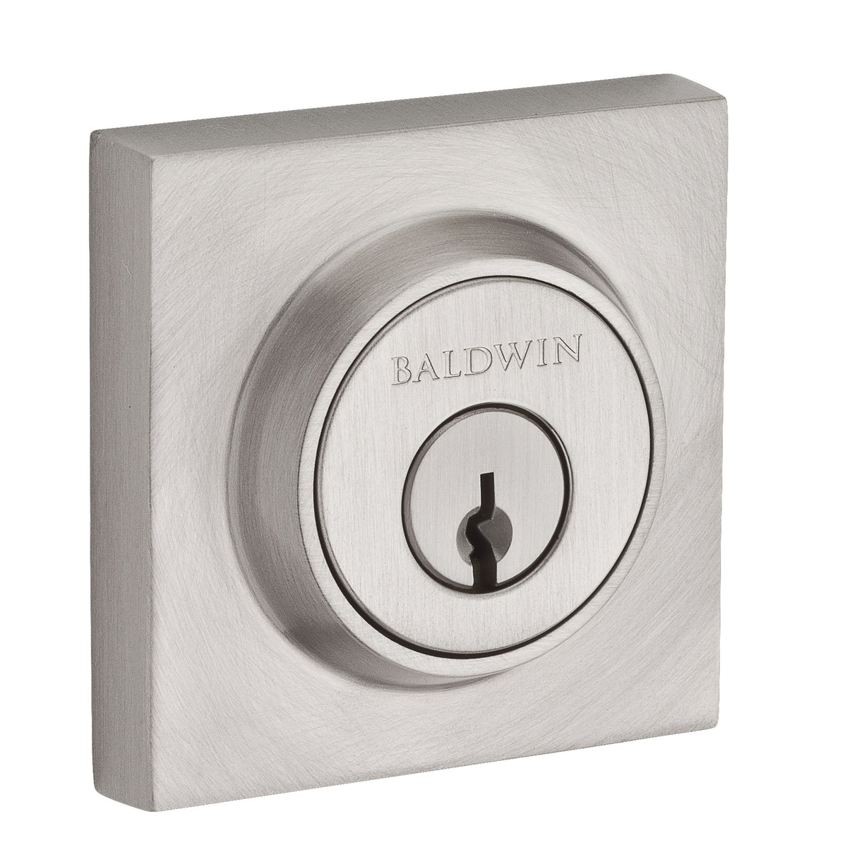 Baldwin Reserve SCCSD150S Single Cylinder Contemporary Square Deadbolt with 6AL Latch; Dual Strike; and SmartKey Satin Nickel Finish
