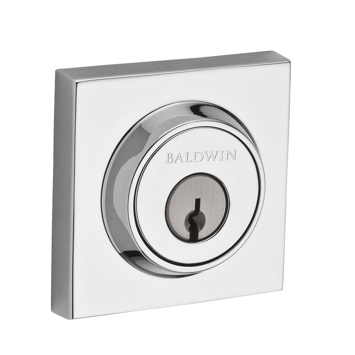 Baldwin Reserve SCCSD260 Single Cylinder Contemporary Square Deadbolt with 6AL Latch and Dual Strike Bright Chrome Finish