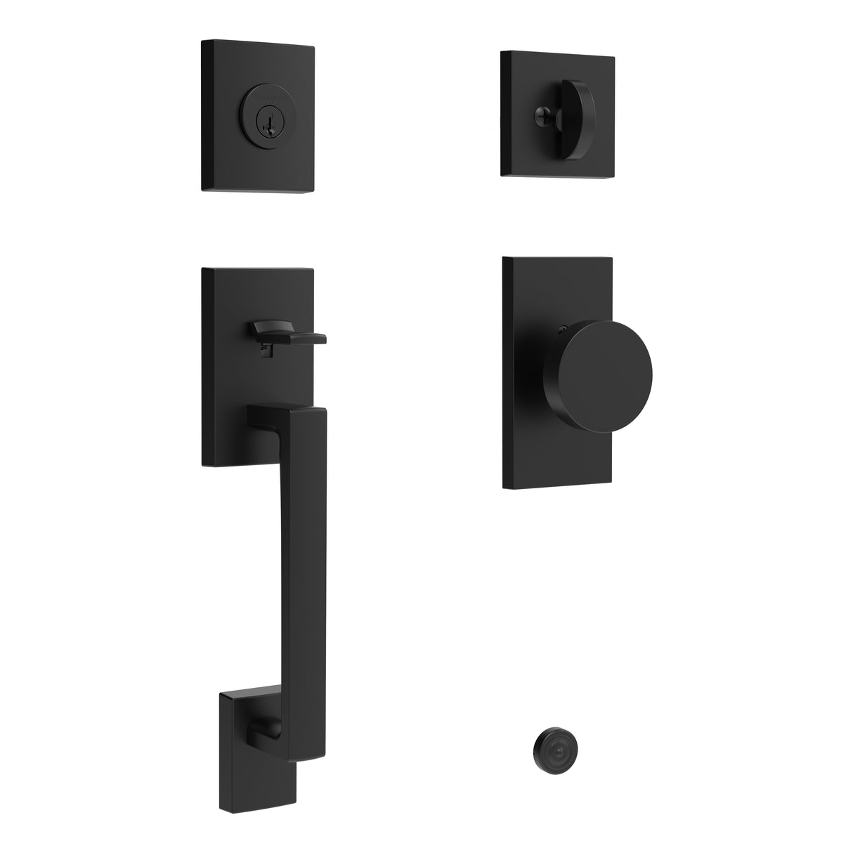 Baldwin Reserve SCLAJXCONCFR190 Single Cylinder La Jolla Handleset Contemporary Knob Contemporary 5" Rose with 6AL Latch and Dual Strike Satin Black Finish