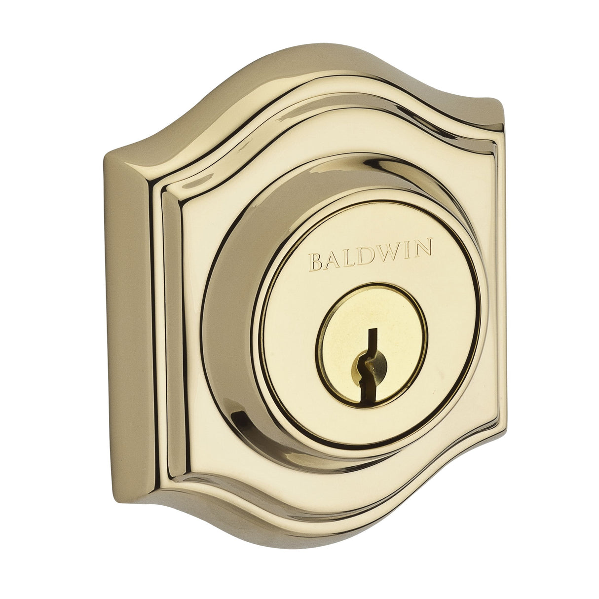 Baldwin Reserve SCTAD003 Single Cylinder Traditional Arch Deadbolt with 6AL Latch and Dual Strike Lifetime Brass Finish