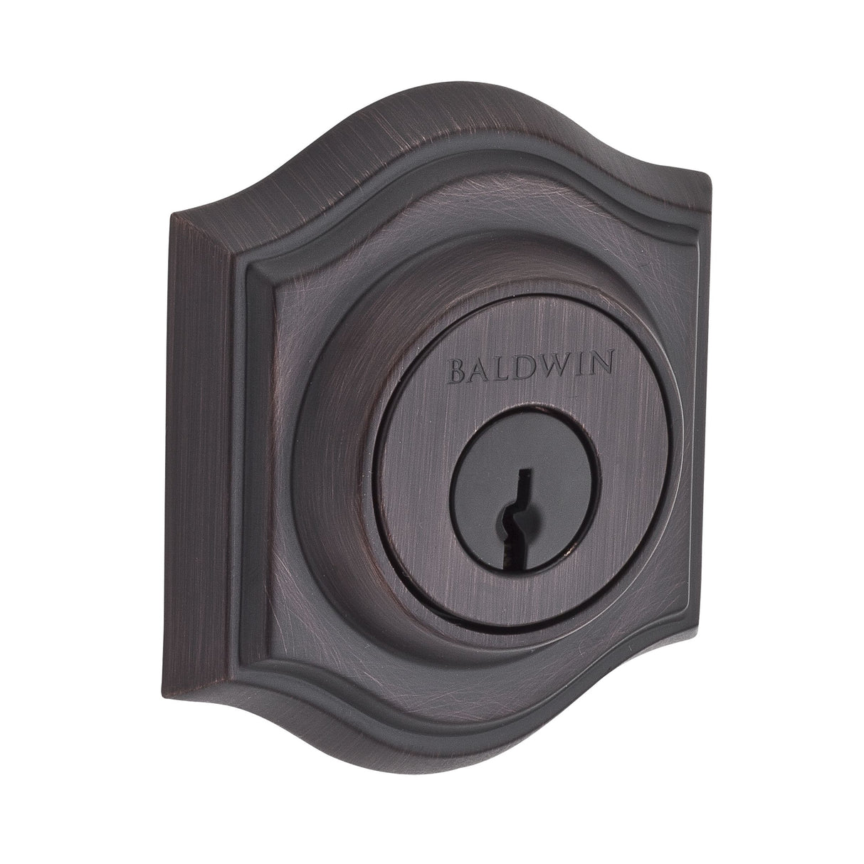 Baldwin Reserve SCTAD112S Single Cylinder Traditional Arch Deadbolt with 6AL Latch; Dual Strike; and SmartKey Venetian Bronze Finish
