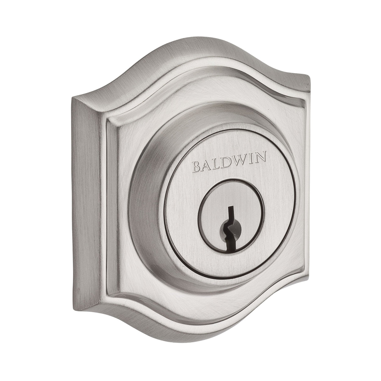 Baldwin Reserve SCTAD150S Single Cylinder Traditional Arch Deadbolt with 6AL Latch; Dual Strike; and SmartKey Satin Nickel Finish