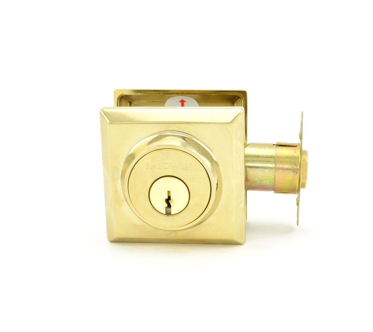 Baldwin Reserve SCTSD003 Single Cylinder Traditional Square Deadbolt with 6AL Latch and Dual Strike Lifetime Brass Finish
