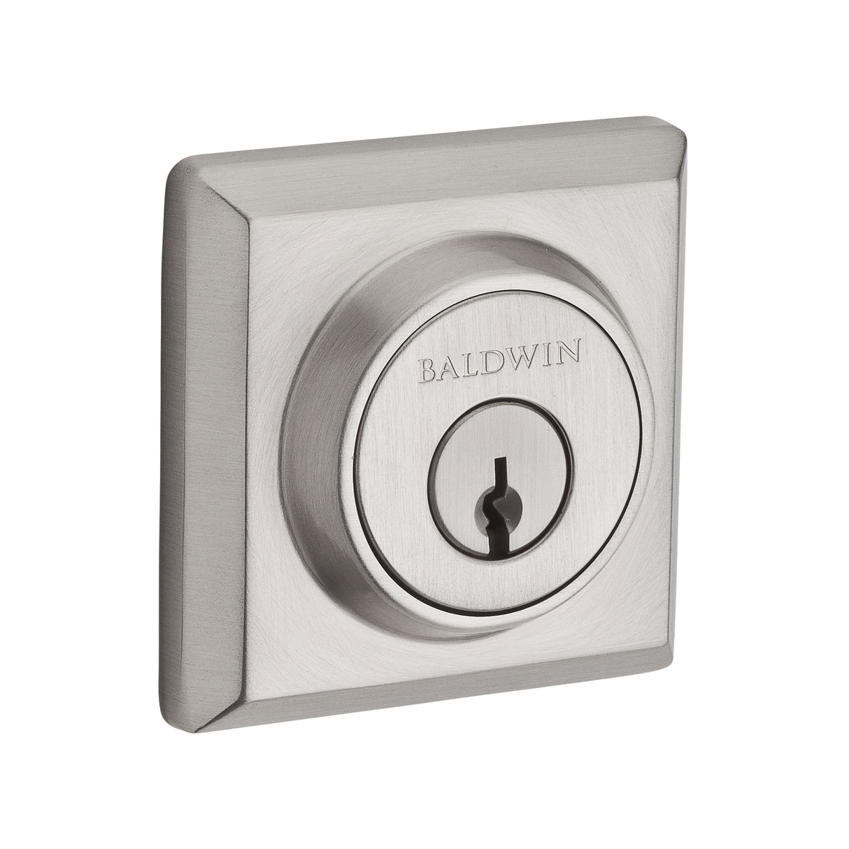 Baldwin Reserve SCTSD150 Single Cylinder Traditional Square Deadbolt with 6AL Latch and Dual Strike Satin Nickel Finish