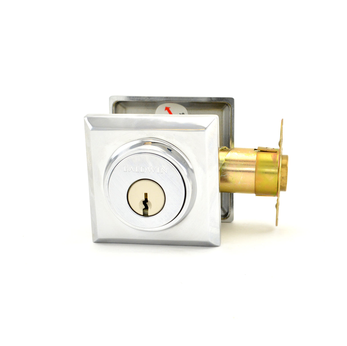 Baldwin Reserve SCTSD260 Single Cylinder Traditional Square Deadbolt with 6AL Latch and Dual Strike Bright Chrome Finish