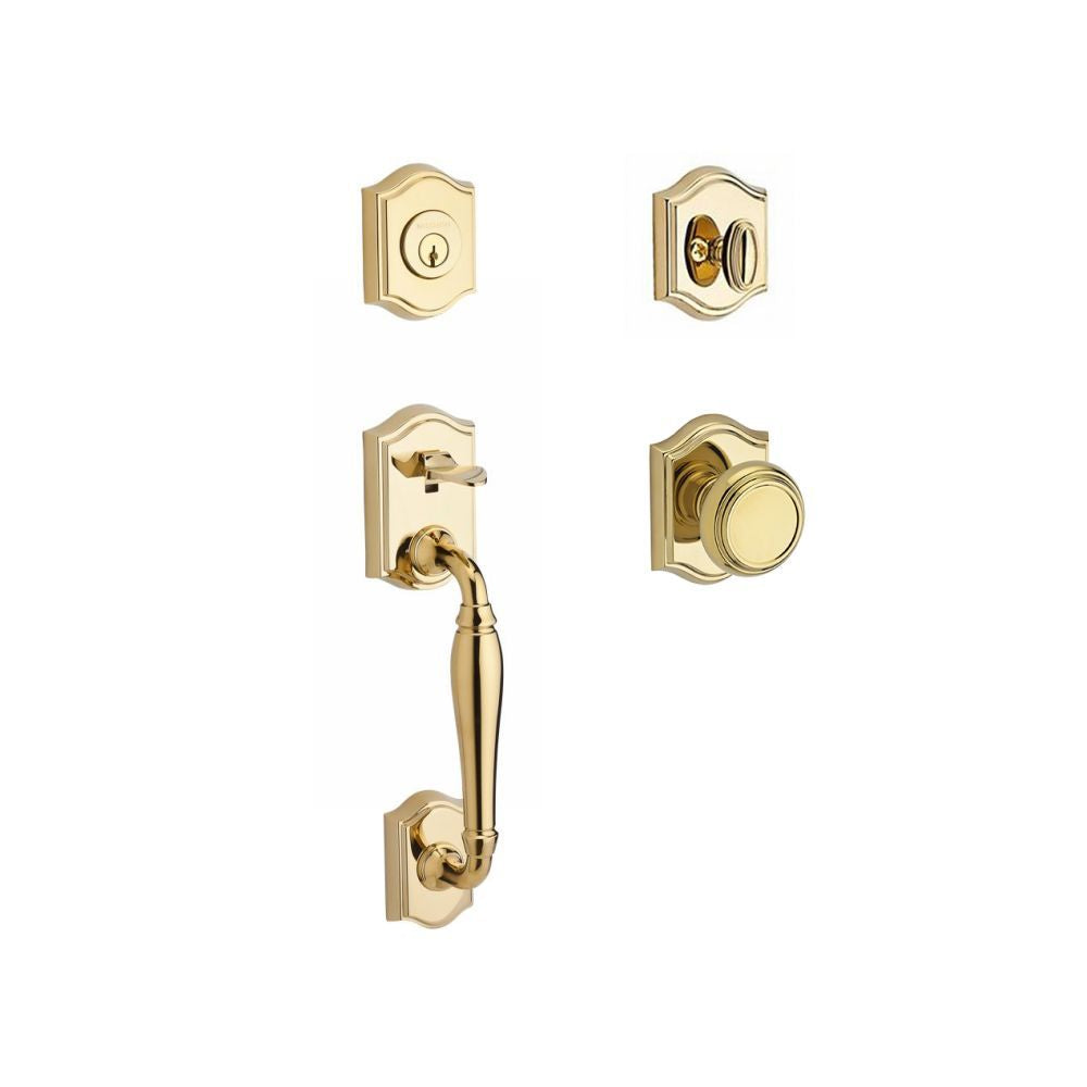 Baldwin Reserve SCWESXTRATAR003 Single Cylinder Westcliff Handleset Traditional Knob and Traditional Arch Rose with 6AL Latch and Dual Strike Lifetime Brass Finish