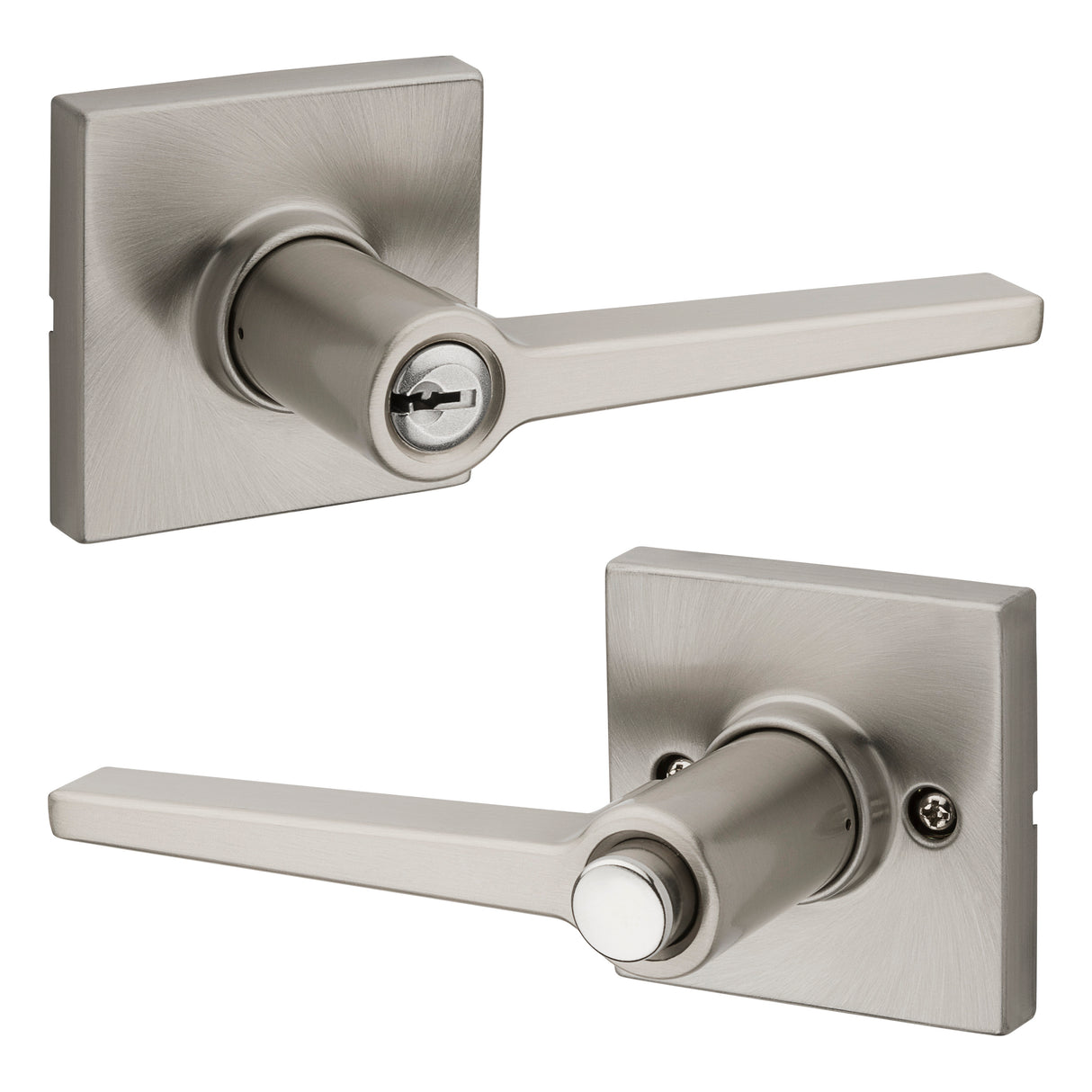Safelock SL6000DALSQT-15 Daylon Lever with Square Rose Push Button Entry Lock with RCAL Latch and RCS Strike Satin Nickel Finish