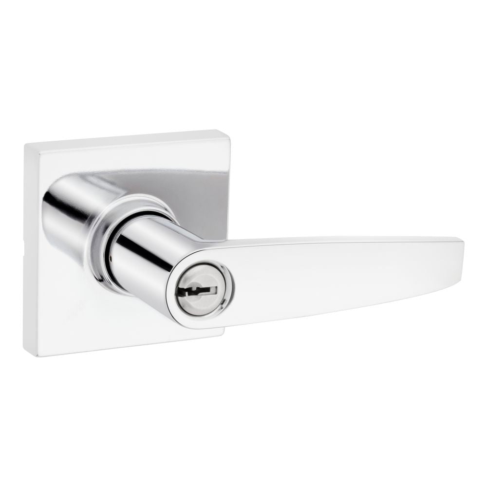 Safelock SL6000WISQT-26 Winston Lever Square Rose Push Button Entry Lock with 4AL Latch and RCS Strike Bright Chrome Finish