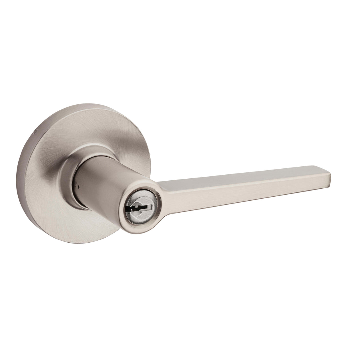 Safelock SL6500DALRDT-15 Daylon Lever with Round Rose Storeroom Lock with 4AL Latch and RCS Strike Satin Nickel Finish