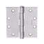 McKinney T271441226D 4-1/2" x 4-1/2" Square Corner Standard Weight Five Knuckle Hinge # 55755 Satin Chrome Finish