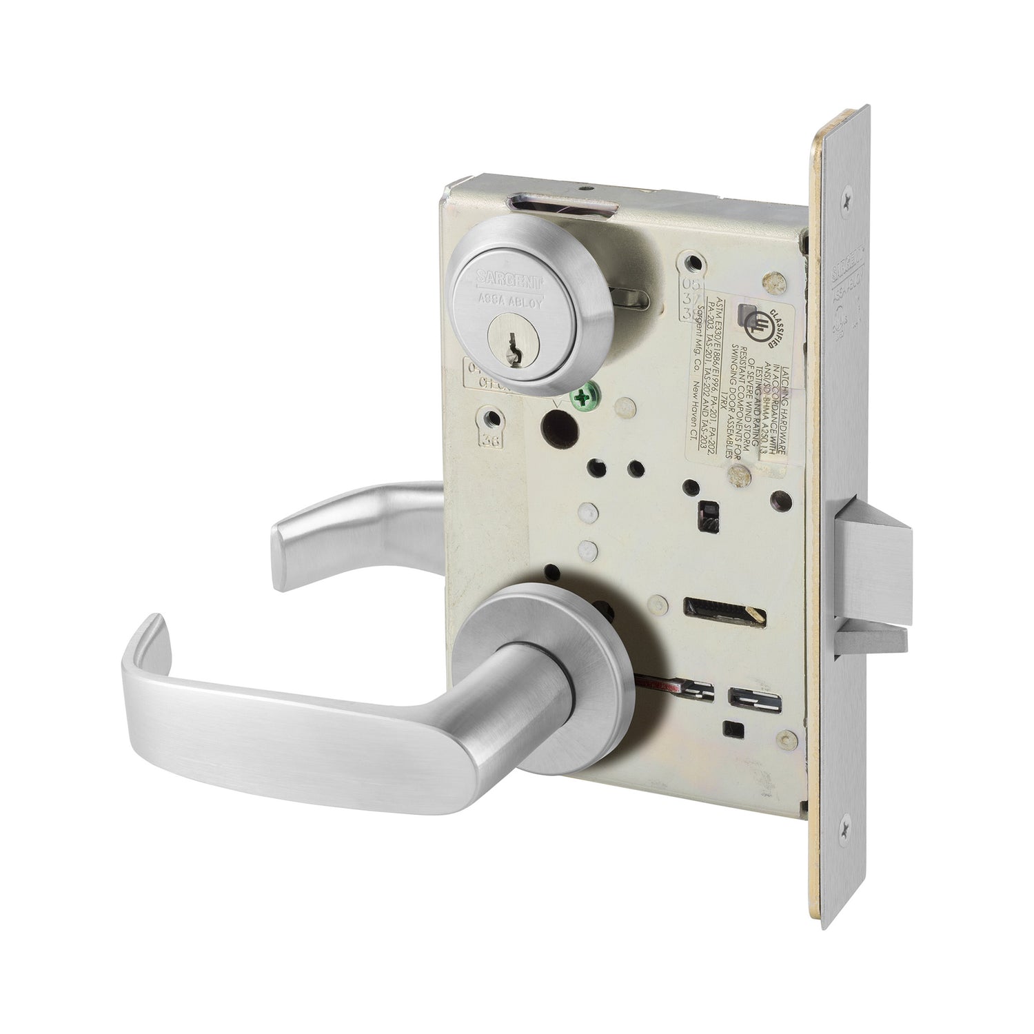 Sargent TR8204LNL26D Storeroom Closet Mortise Trim Only with L Lever and LN Rose Satin Chrome Finish