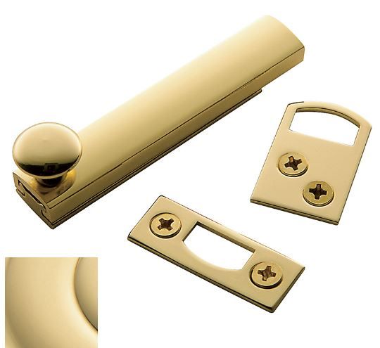 Baldwin 0321031 3" Surface Bolt Unlacquered Brass Finish