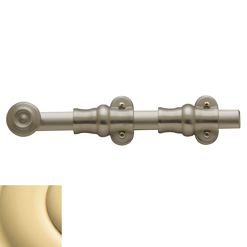 Baldwin 0380031 8" Ornamental Surface Bolt Unlacquered Brass Finish