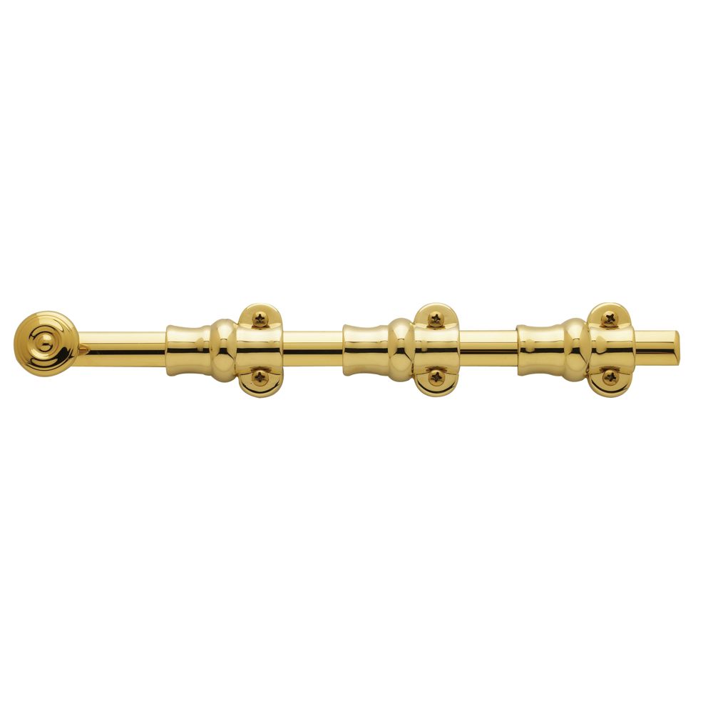 Baldwin 0381003 12" Ornamental Surface Bolt Lifetime Brass Finish