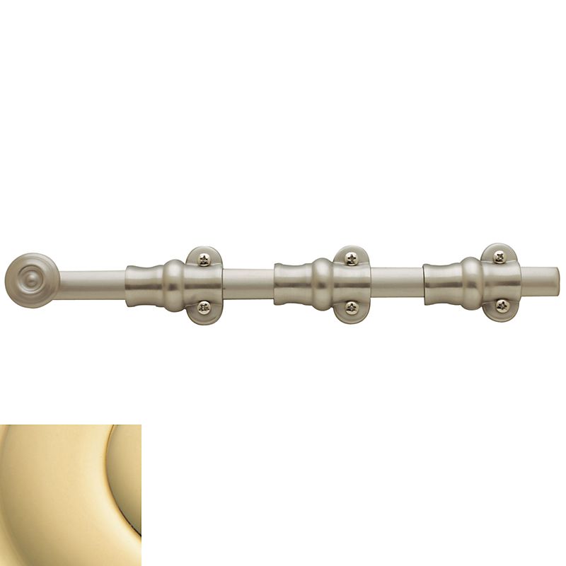 Baldwin 0381031 12" Ornamental Surface Bolt Unlacquered Brass Finish