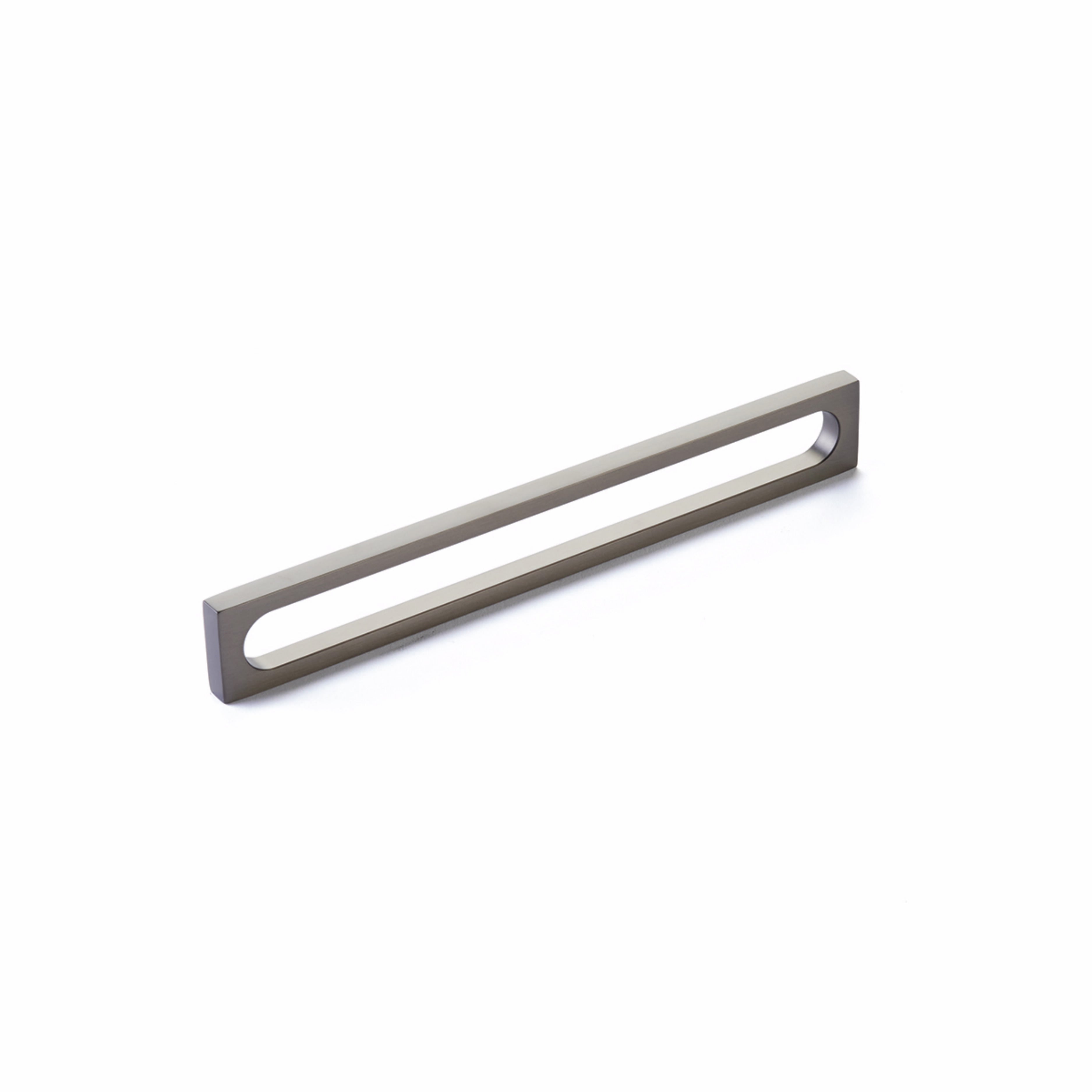Schaub 10034-GM 8-3/8" Cafe Modern Oval Slot Cabinet Pull with 8" Center to Center Gun Metal Finish Main image