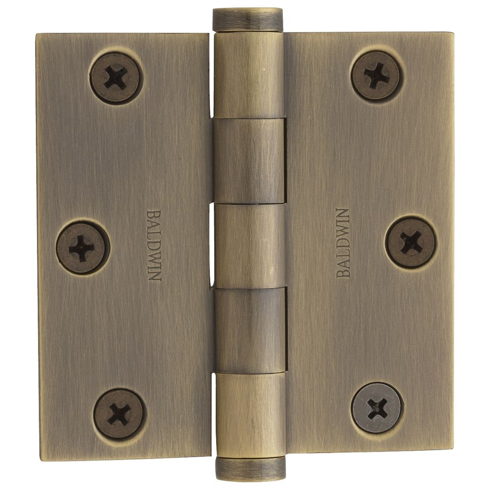 Baldwin 1030050I 3" x 3" Mortise Square Hinge Antique Brass Finish