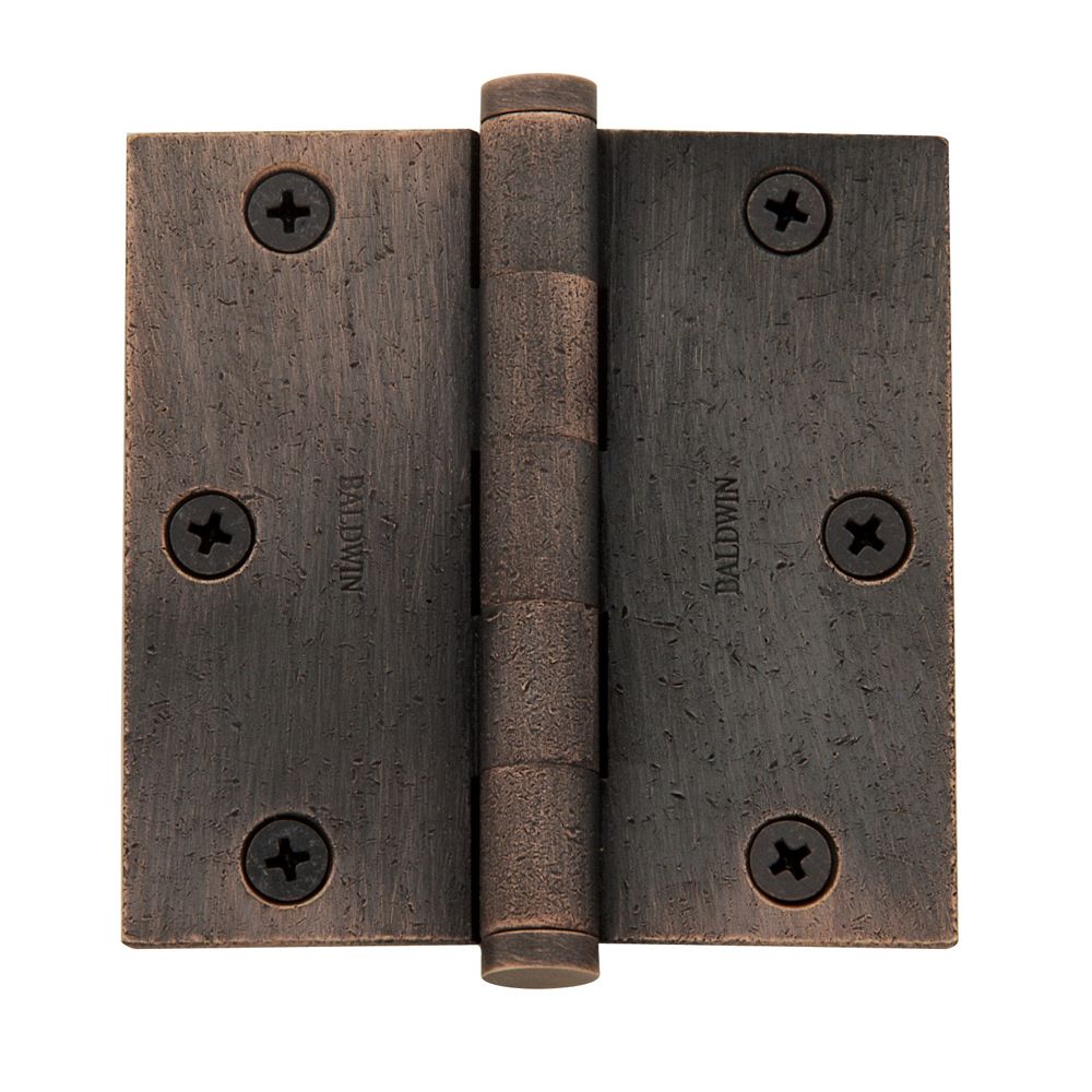 Baldwin 1035402I 3-1/2" x 3-1/2" Mortise Square Hinge Distressed Oil Rubbed Bronze Finish