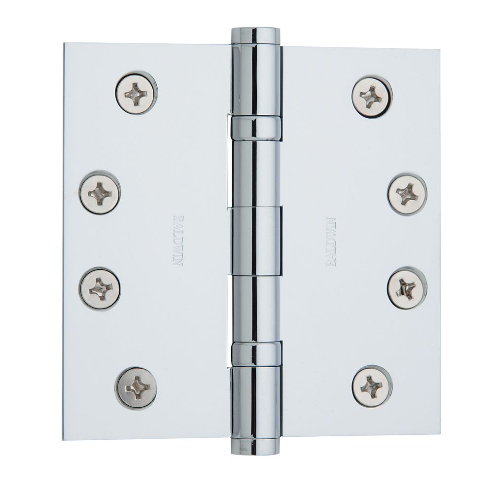 Baldwin 1041260I 4" x 4" Ball Bearing Mortise Square Hinge Bright Chrome Finish