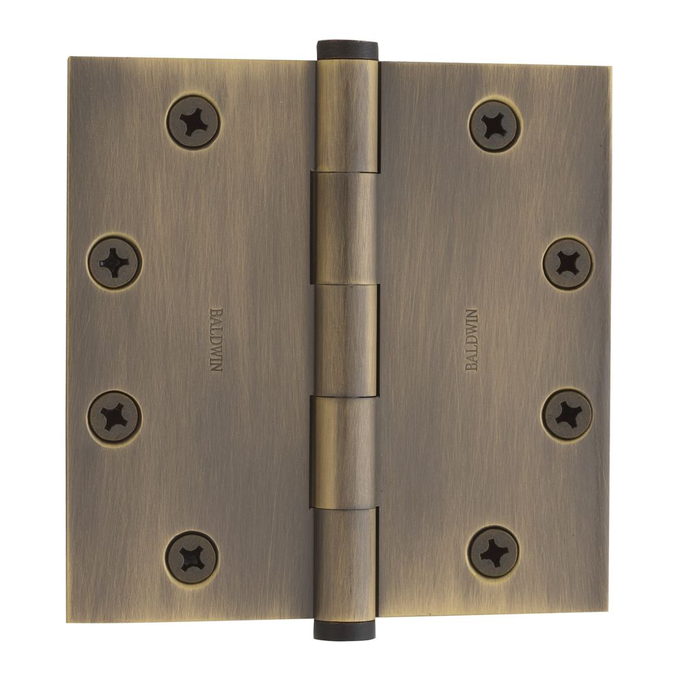 Baldwin 1045050I 4-1/2" x 4-1/2" Mortise Square Hinge Antique Brass Finish