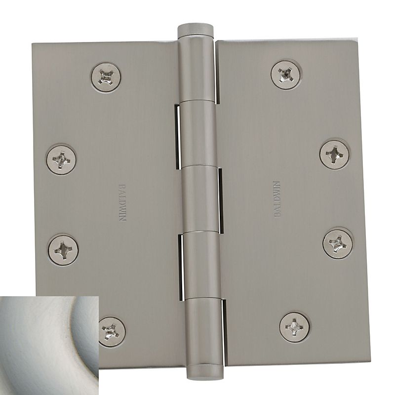 Baldwin 1045056I 4-1/2" x 4-1/2" Mortise Square Hinge Lifetime Satin Nickel Finish