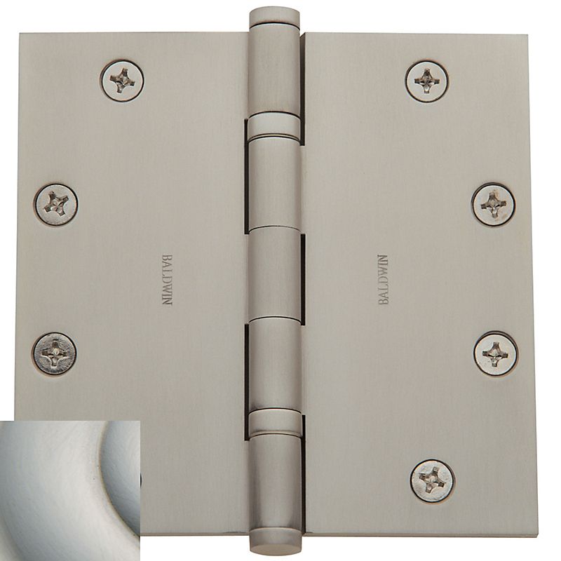 Baldwin 1051056I 5" x 5" Ball Bearing Mortise Square Hinge Lifetime Satin Nickel Finish