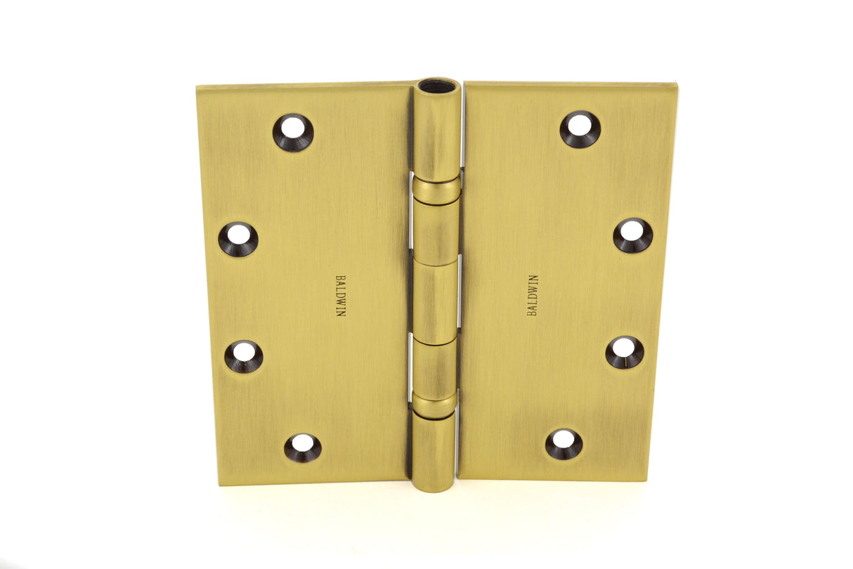 Baldwin 1051060I 5" x 5" Ball Bearing Mortise Square Hinge Satin Brass and Brown Finish