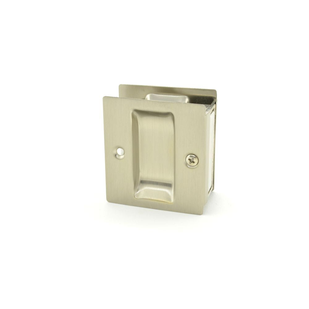 Trimco 1064619 Passage Pocket Door Lock Square Cutout Satin Nickel Finish Main image