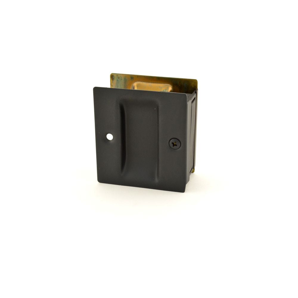Trimco 1064622 Passage Pocket Door Lock Square Cutout Satin Black Finish Main image