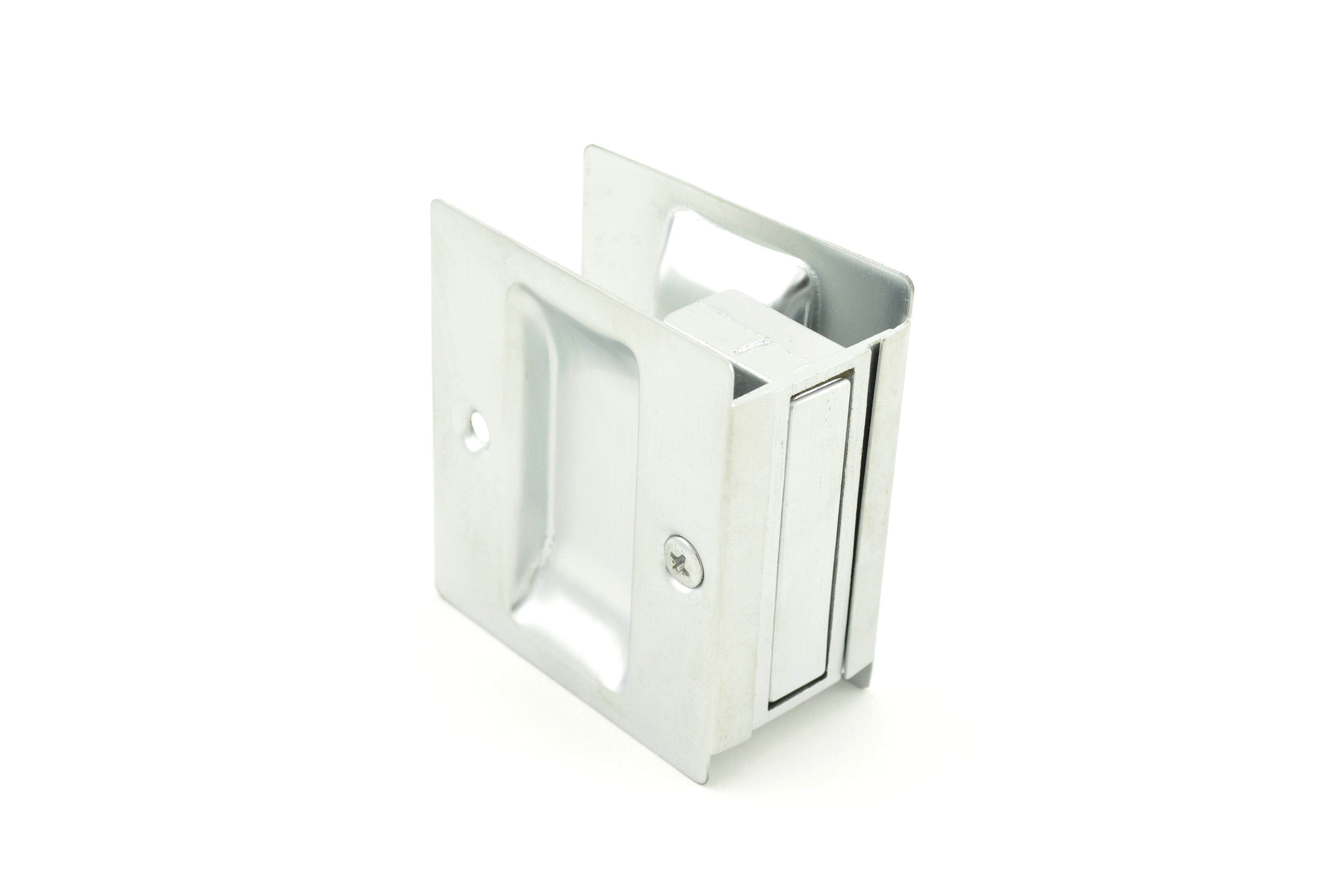 Trimco 1064626 Passage Pocket Door Lock Square Cutout Satin Chrome Finish Main image