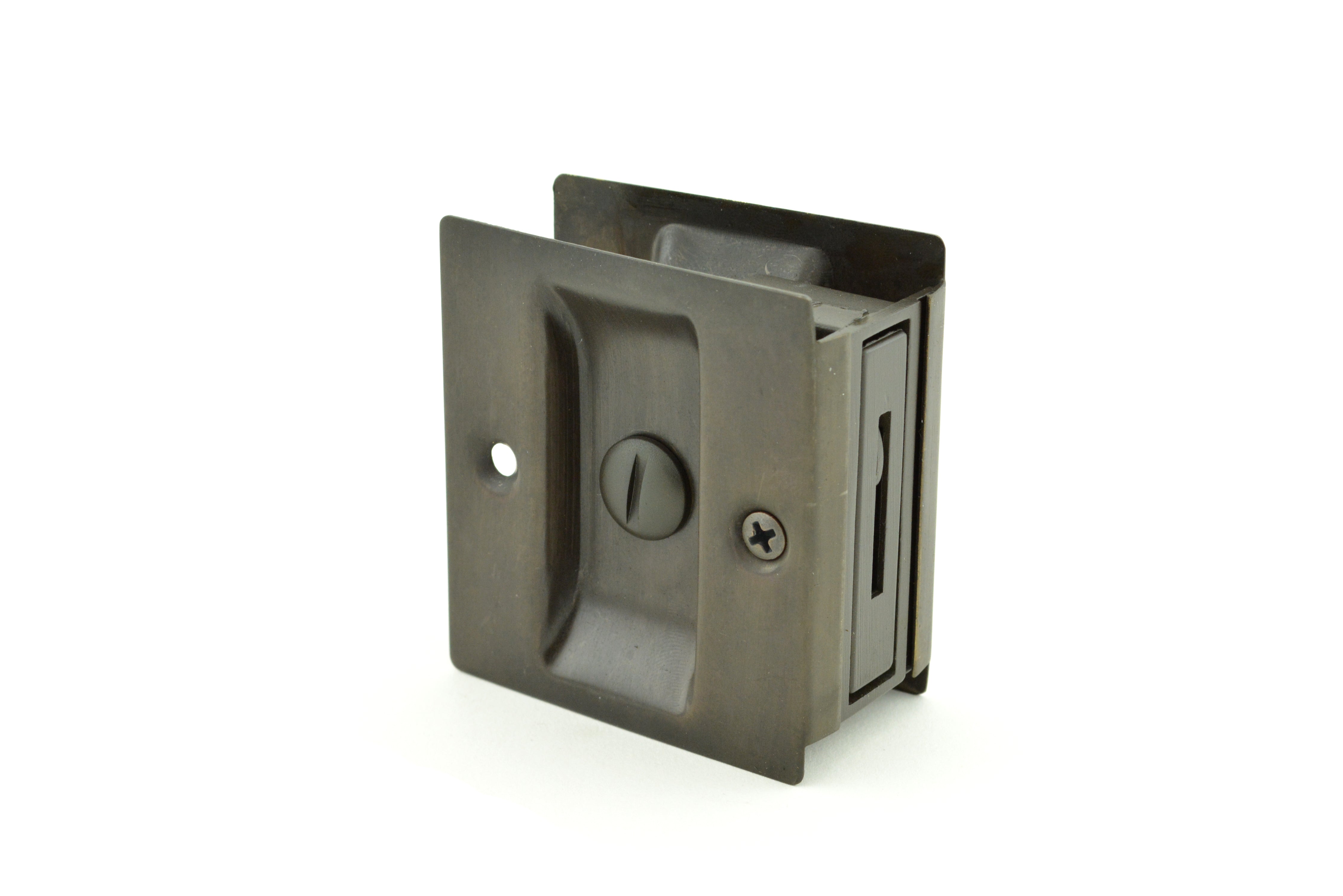 Trimco 1065613 Privacy Pocket Door Lock Square Cutout for 1-3/8" Thick Door Oil Rubbed Bronze Finish Main image