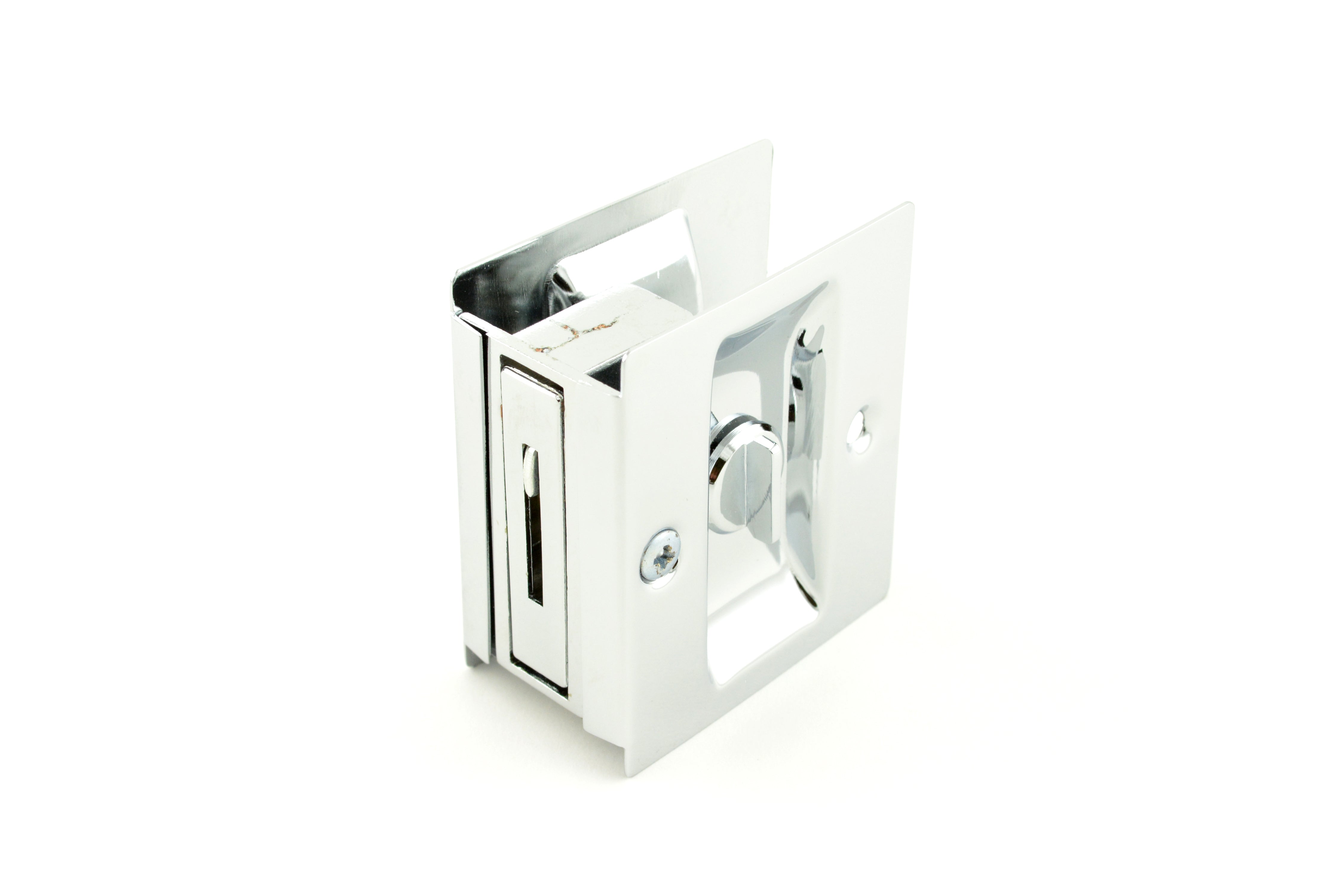Trimco 1065625 Privacy Pocket Door Lock Square Cutout for 1-3/8" Thick Door Bright Chrome Finish Main image