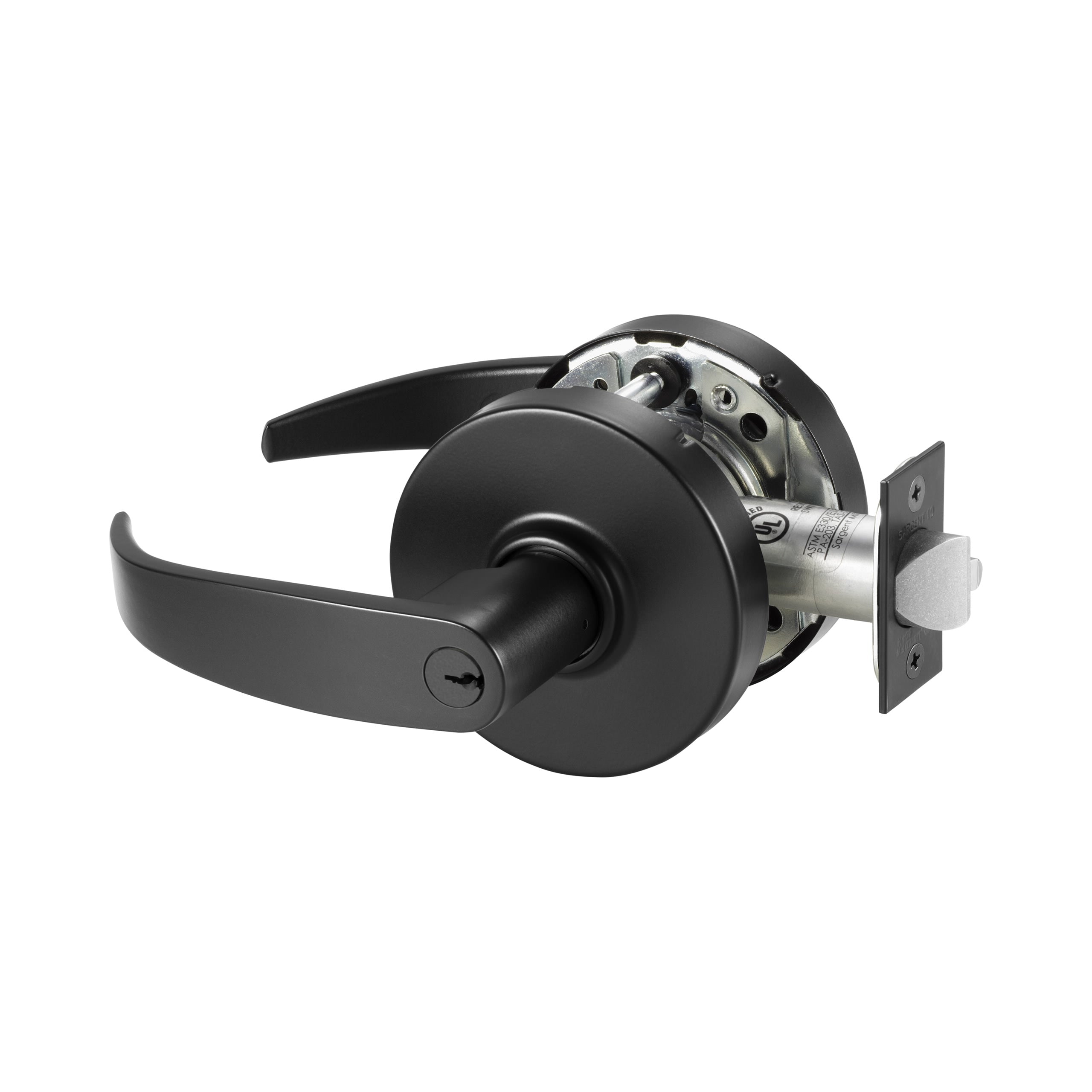 Sargent 10XG04LPBSP Storeroom or Closet (F86) Cylindrical Lever Lock Grade 1 with P Lever and L Rose with LA Keyway KD and ASA Strike Black Suede Powder Coat Finish Main image