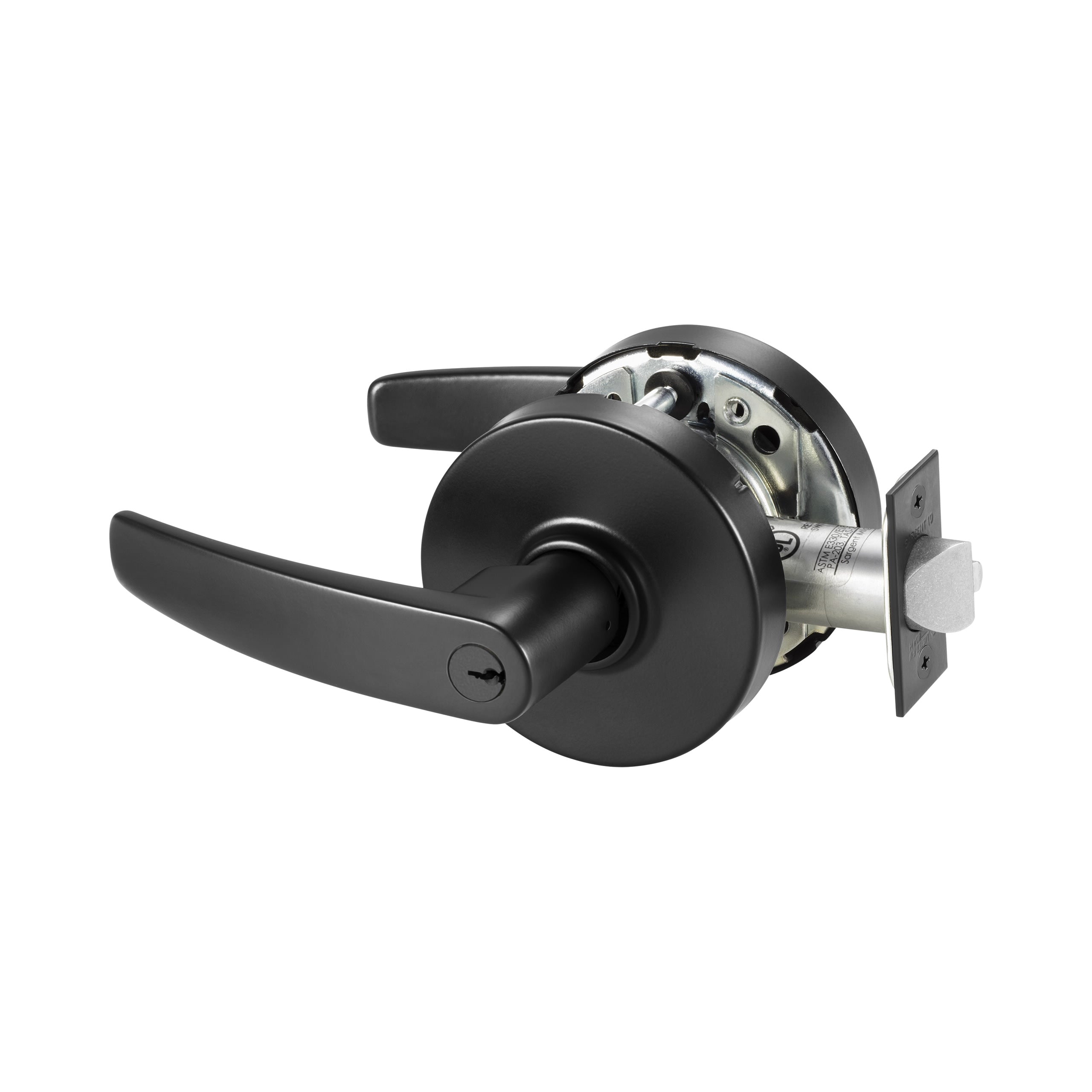 Sargent 10XG05LBBSP Entry Office (F109) Cylindrical Lever Lock Grade 1 with B Lever and L Rose with LA Keyway KD and ASA Strike Black Suede Powder Coat Finish
