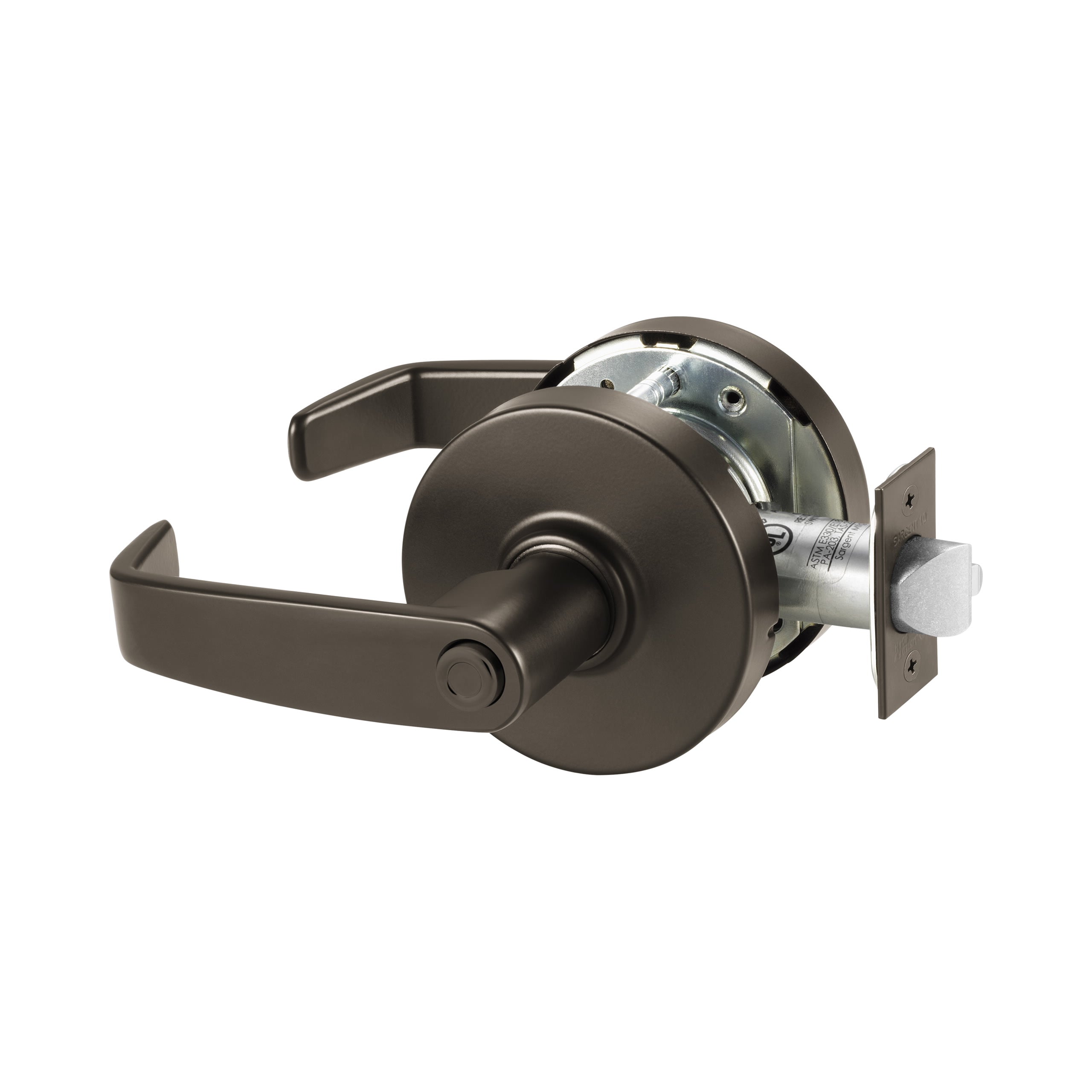 Sargent 10XG24LL10BE Entrance or Office (F82A) Cylindrical Lever Lock Grade 1 with L Lever and L Rose with LA Keyway KD and ASA Strike Dark Bronze Finish Main image