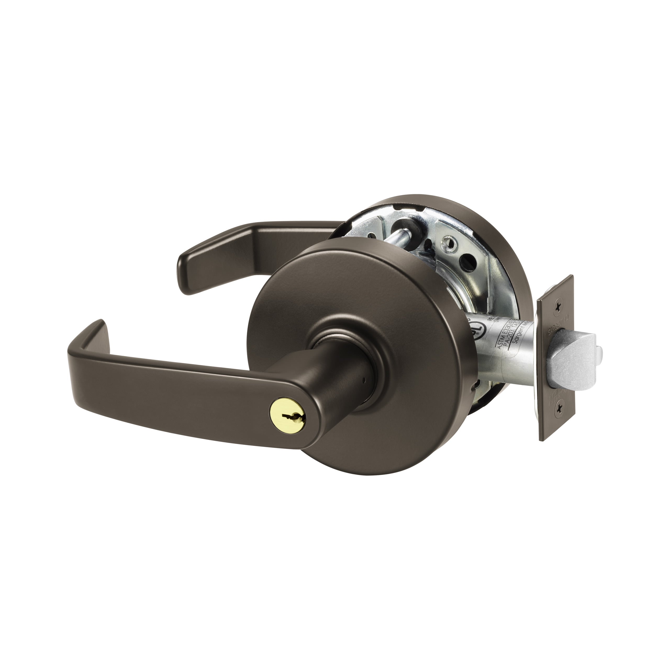 Sargent 10XG37LL10BE Classroom (F84) Cylindrical Lever Lock Grade 1 with L Lever and L Rose with LA Keyway KD and ASA Strike Dark Bronze Finish