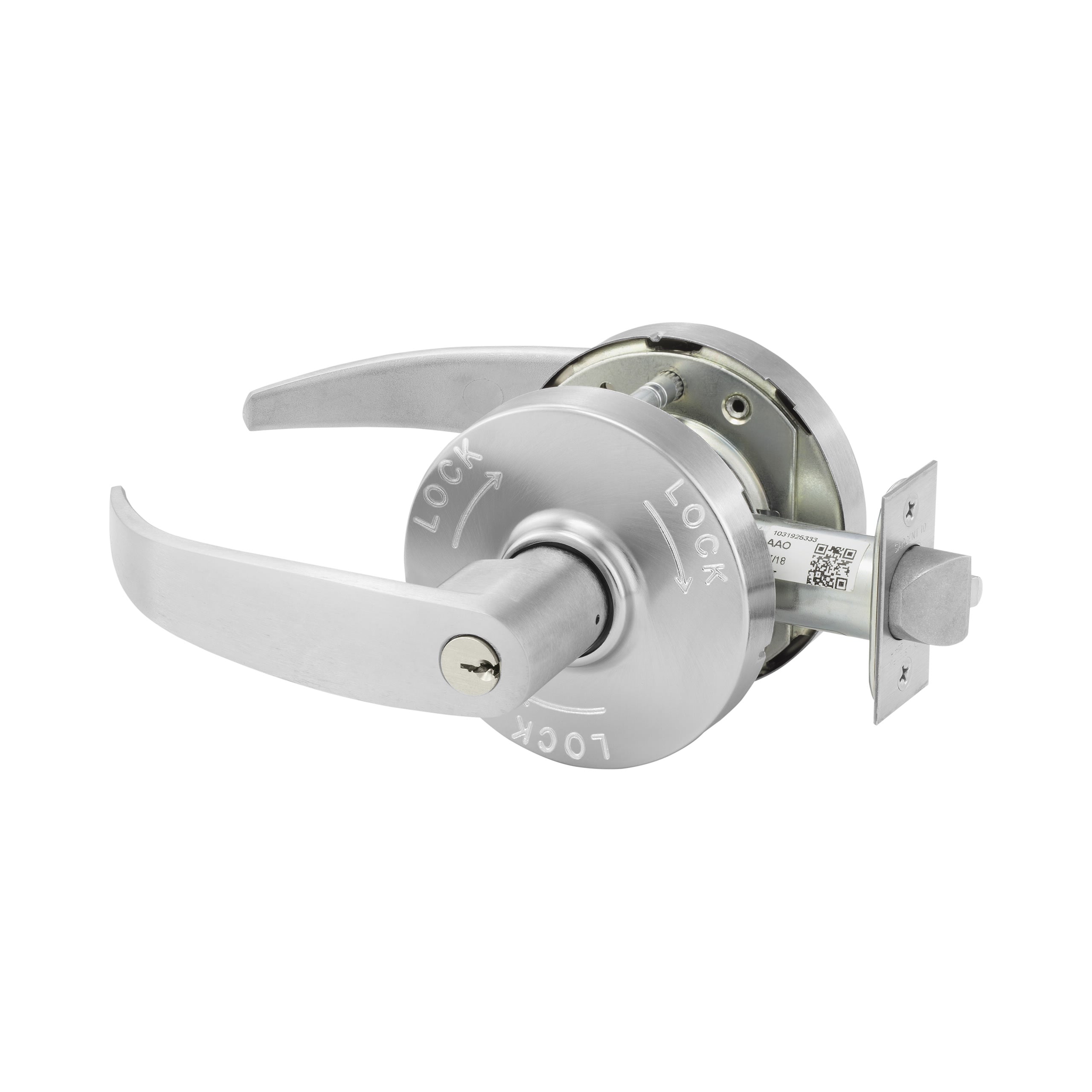 Sargent 10XG38LP26D Classroom Security Intruder (F110) Double Cylinder Cylindrical Lever Lock Grade 1 with P Lever and L Rose with LA Keyway KD and ASA Strike Satin Chrome Finish Main image