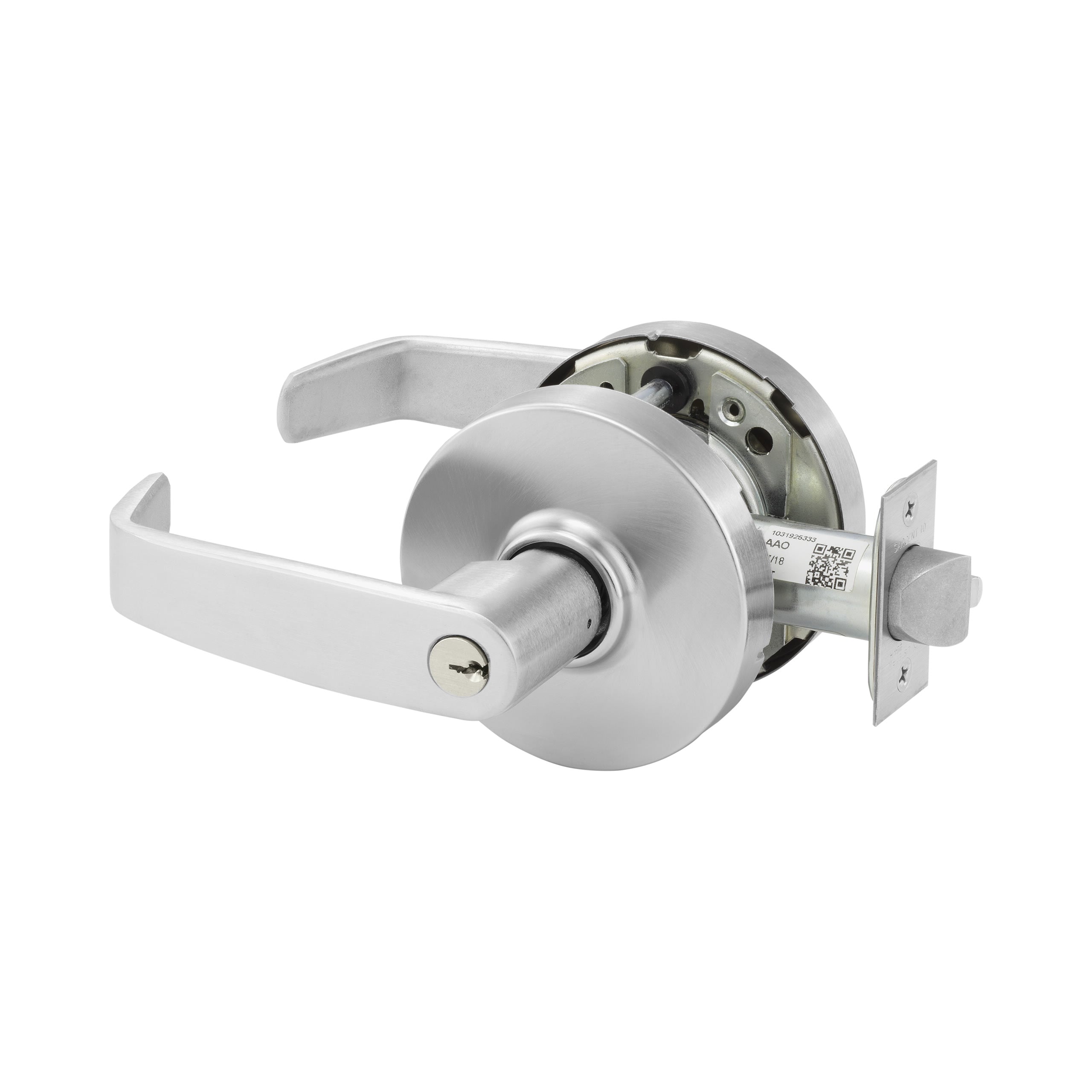Sargent 10XG54LL26D Corridor, Dormitory (F90) Cylindrical Lever Lock Grade 1 with L Lever and L Rose with LA Keyway KD and ASA Strike Satin Chrome Finish