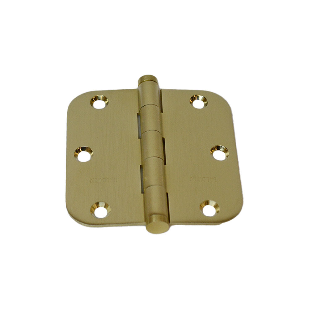 Baldwin 1135044I 3-1/2" x 3-1/2" - 5/8" Radius Mortise Hinge Lifetime Satin Brass Finish