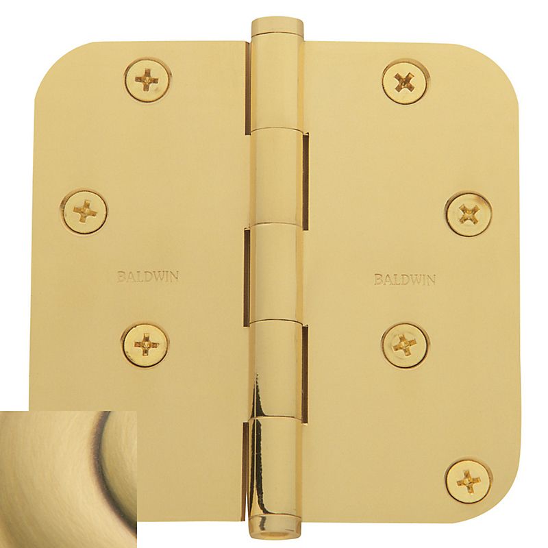 Baldwin 1140060I 4" X 4" - 5/8" Radius Mortise Hinge Satin Brass and Brown Finish