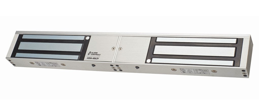 Alarm Controls 1200D Double Door 1200 Pound Magnetic Lock; 12VDC / 24VDC Clear Anodized Aluminum Finish