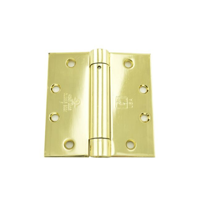 Hager 12504123.1 4-1/2" x 4-1/2" Full Mortise Single Acting Square Corner Spring Hinge # 044947 Bright Brass Finish