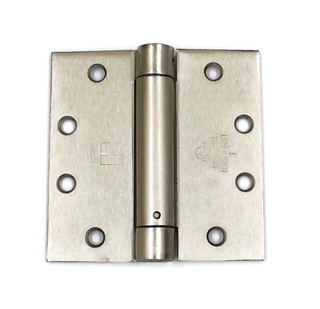 Hager 1250415.1 4" x 4" Full Mortise Single Acting Square Corner Spring Hinge; Single Box # 177491 Satin Nickel Finish