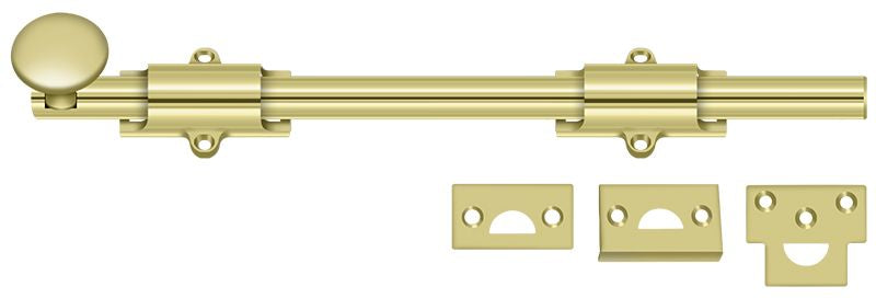 Deltana 12SB3 12" Surface Bolt; Heavy Duty; Bright Brass Finish Main image