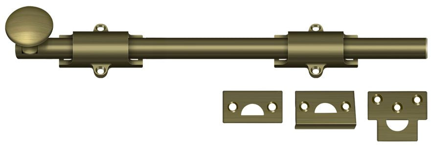 Deltana 12SB5 12" Surface Bolt; Heavy Duty; Antique Brass Finish Main image