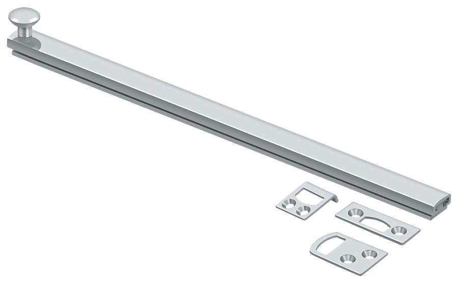 Deltana 12SBCS26 12" Surface Bolt; Concealed Screw; Heavy Duty; Bright Chrome Finish Main image