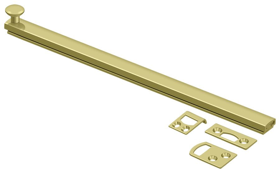 Deltana 12SBCS3 12" Surface Bolt; Concealed Screw; Heavy Duty; Bright Brass Finish Main image