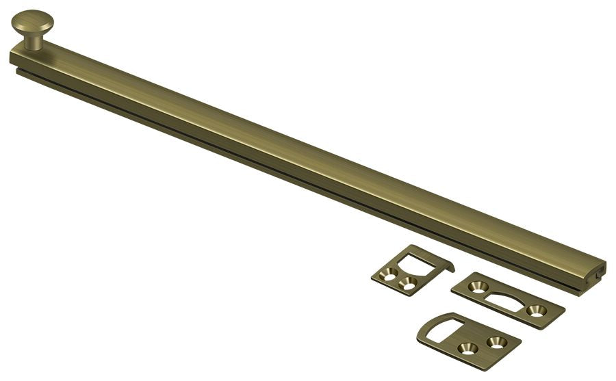 Deltana 12SBCS5 12" Surface Bolt; Concealed Screw; Heavy Duty; Antique Brass Finish Main image