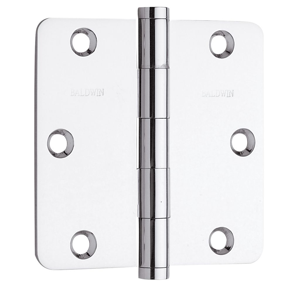 Baldwin 1435260I 3-1/2" x 3-1/2" - 1/4" Radius Mortise Hinge Bright Chrome Finish