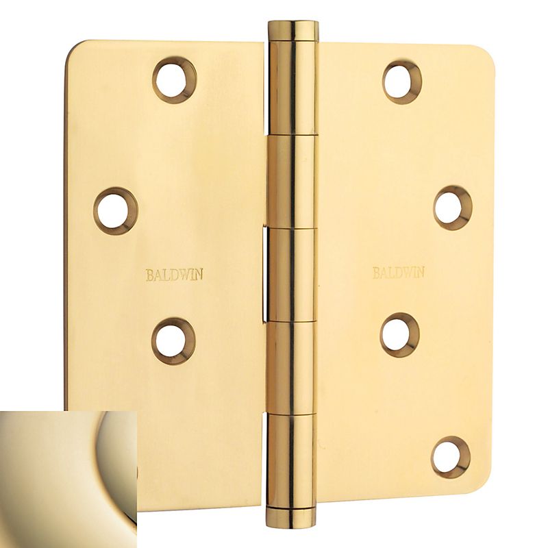 Baldwin 1440003I 4" x 4" - 1/4" Radius Mortise Hinge Lifetime Brass Finish